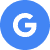 Logo of google with a white capital letter 'g' on a blue background.