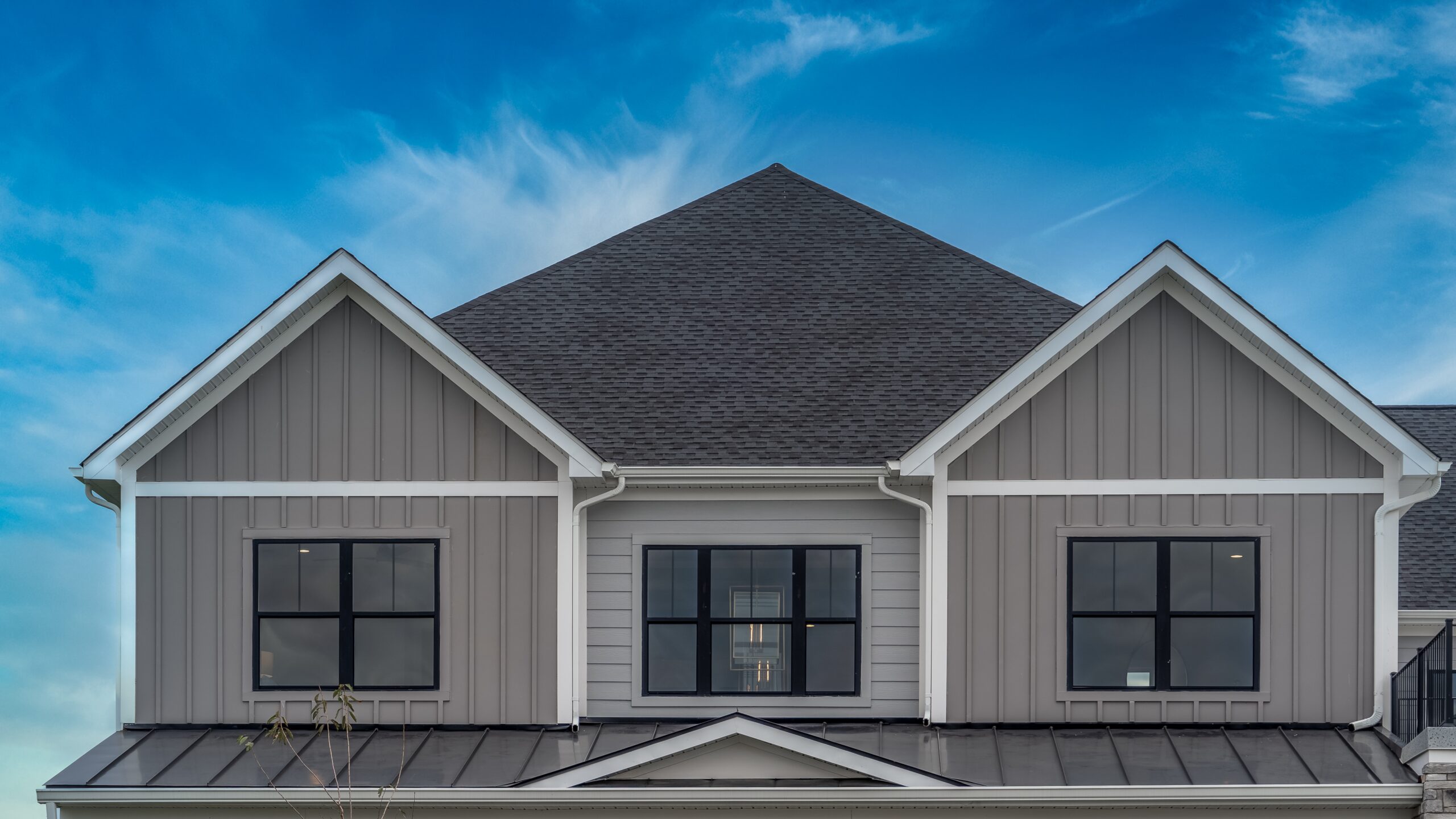 A home with gray siding