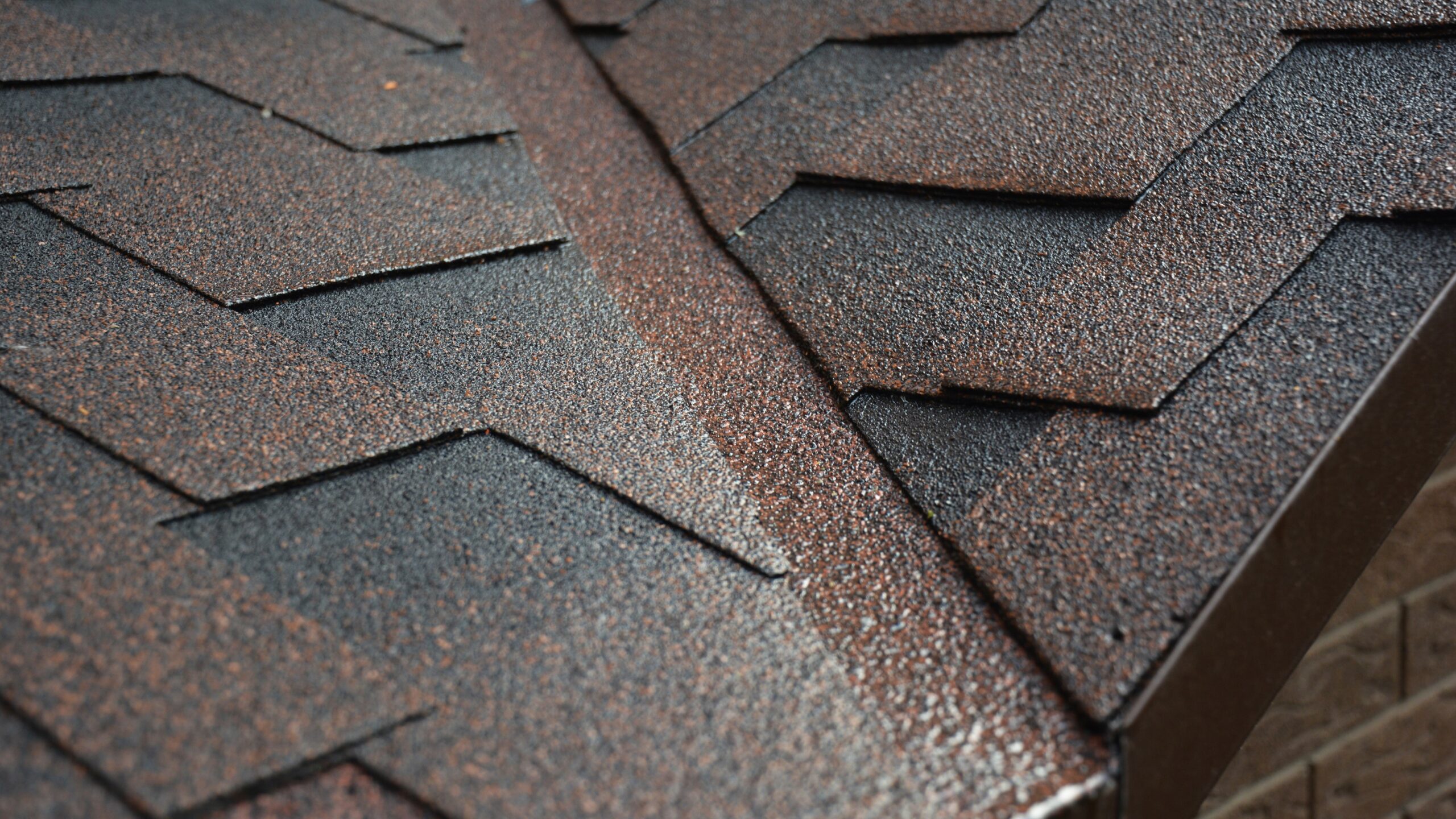 Close view of a valley in a meticulously installed asphalt roof